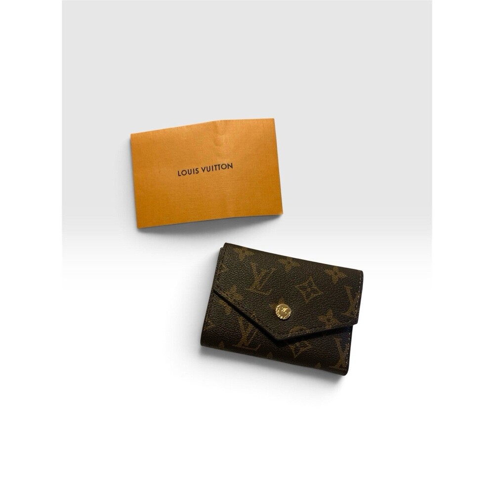 Louis Vuitton Victorine Monogram Canvas Wallet Brown Gold Snap Portefeuille